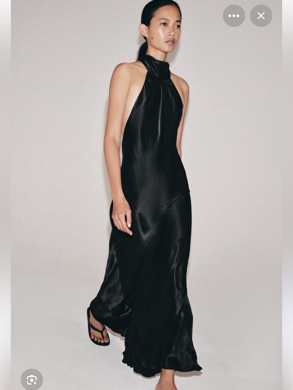 Zara Black Satin Halter Maxi Dress